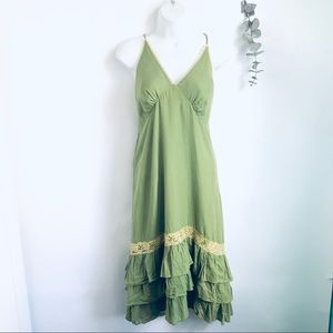 Jungle Imports Green Boho Dress